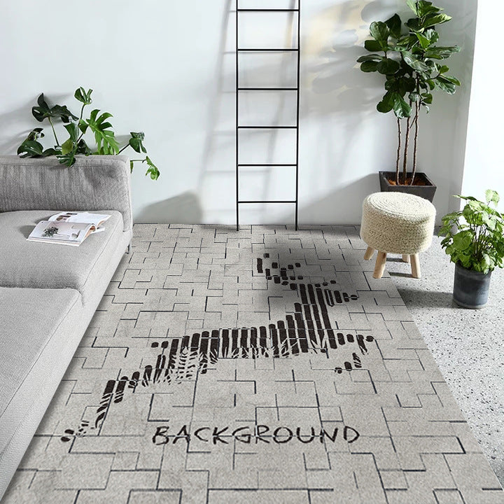Grey Fawn Pattern Modern Contemporary Simple Geometric Rugs for Living Room Dining Room Bedroom