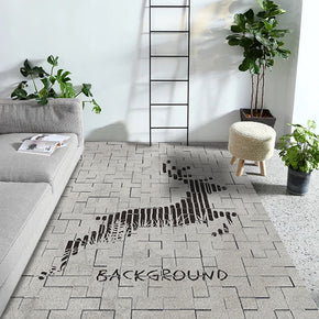 Grey Fawn Pattern Modern Contemporary Simple Geometric Rugs for Living Room Dining Room Bedroom