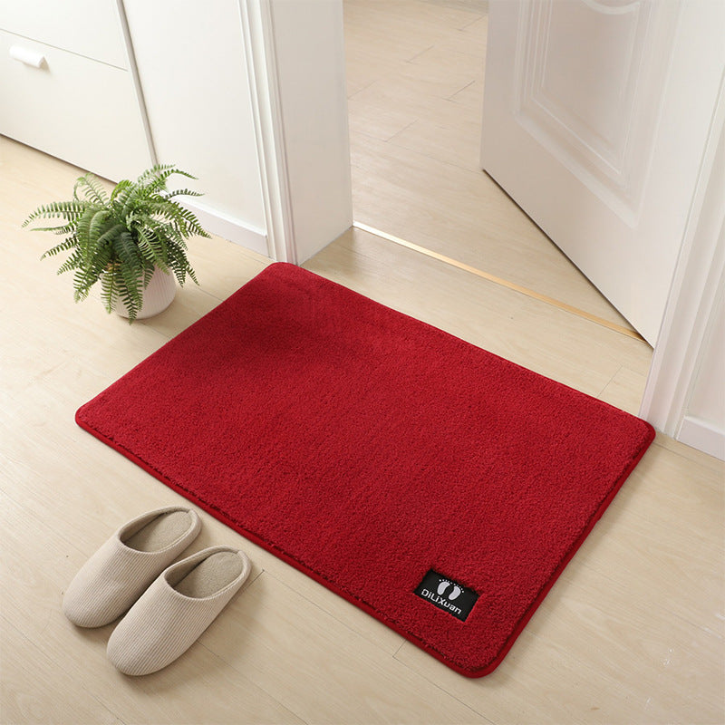 Wine Red Super Fibre Soft Shaggy Plain Floor Rugs Entryway Bathroom Door Mats Anti-slip Mat