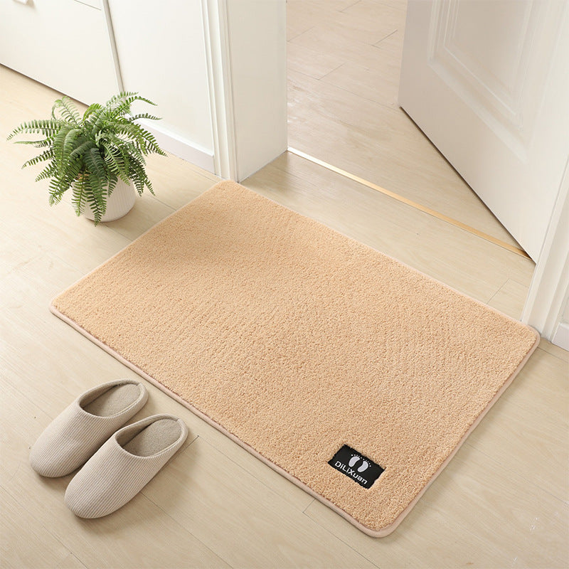 Cream Colour Super Fibre Soft Shaggy Plain Floor Rugs Entryway Bathroom Door Mats Anti-slip Mat