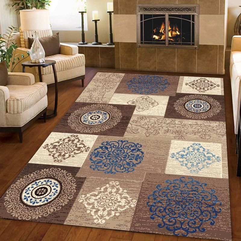 Floral Abstract Polyester Carpets Traditional Area Rugs Patterned for Hall Dining Living Room Room Office Kidsroom