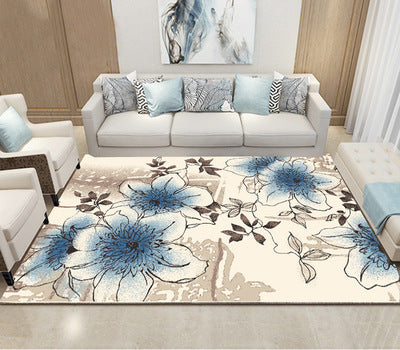 Blue Modern Area Rugs Floral Abstract Polyester Carpets Patterned for Hall Dining Living Room Room Office Kidsroom