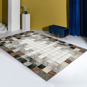 Colourful Cube Pattern Modern Contemporary Geometric Simple Rugs for Living Room Dining Room Bedroom