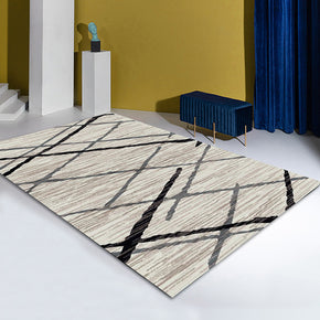 Simple White Black Striped Pattern Modern Contemporary Simple Rugs for Living Room Dining Room Bedroom