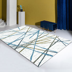 Blue Green Striped Pattern Modern Contemporary Simple Rugs for Living Room Dining Room Bedroom