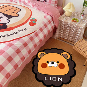 Lion Modern Polyester Carpets Cartoon Irregular Shaped Animals Patterned Area Rugs for Living Room Dining Room Kids room