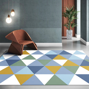 Blue Polyester Carpets Moroccan Super Soft Modern Pattern Rugs for Dining Room Living Room Bedroom Hall Office