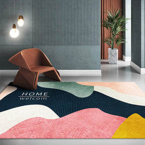 Pink Modern Pattern Rugs Super Soft Geometry Moroccan Polyester Carpets for Dining Room Living Room Bedroom Hall Office