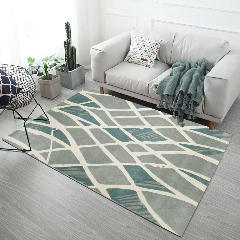 Pretty Grey-green Pattern Modern Simple Contemporary Geometric Rugs For Living Room Dining Room Bedroom