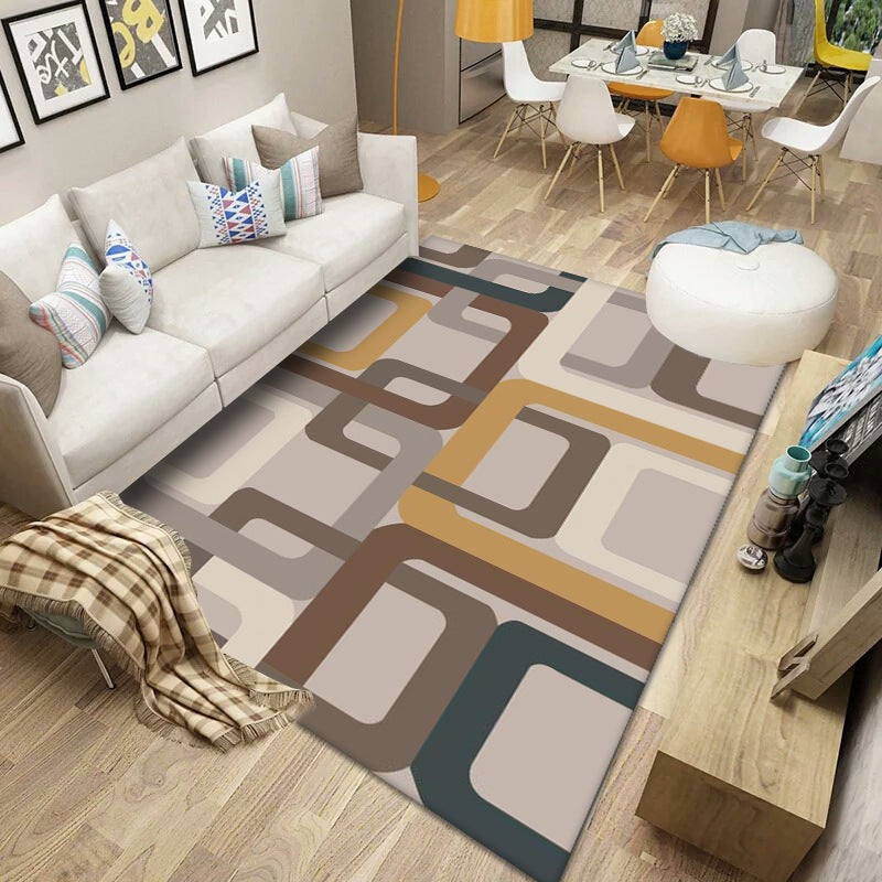 Modern Striped Geometric Pattern Rugs Polyester Carpets for Bedroom Living Room Office Hall Dining Room