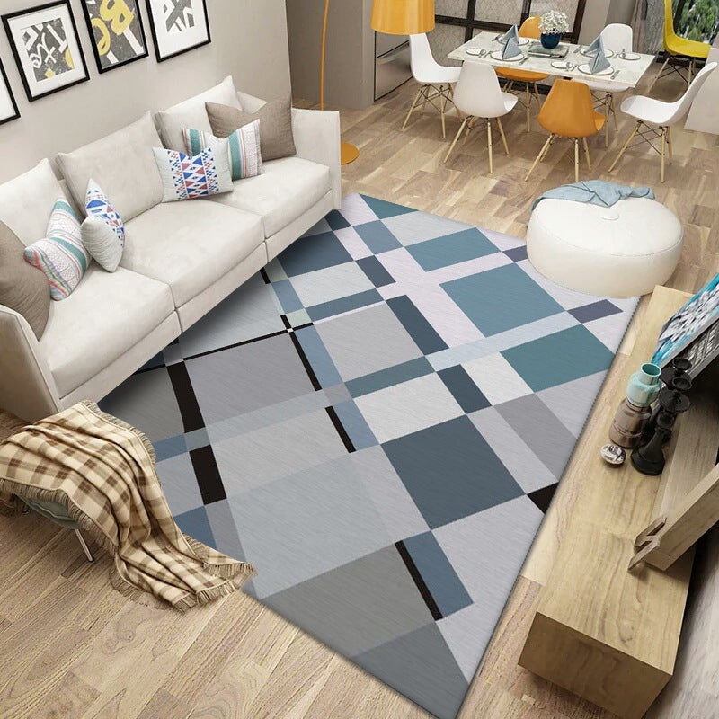 Moroccan Modern Striped Geometric Pattern Rugs Polyester Carpets for Bedroom Living Room Office Hall Dining Room