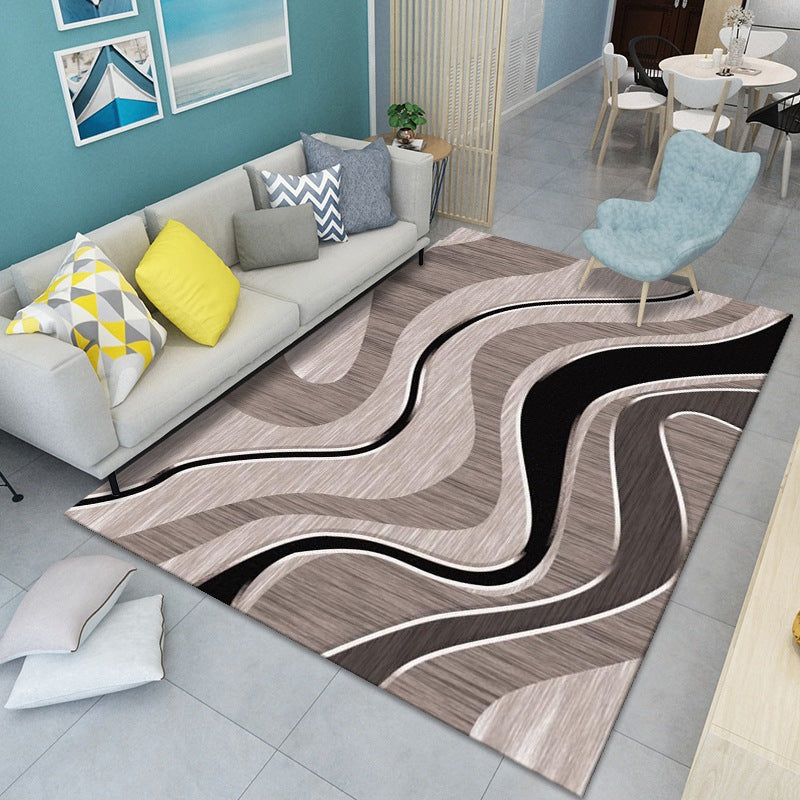 Brown Modern Pattern Rugs Polyester Carpets for Hall Living Room Bedroom Office Dining Room