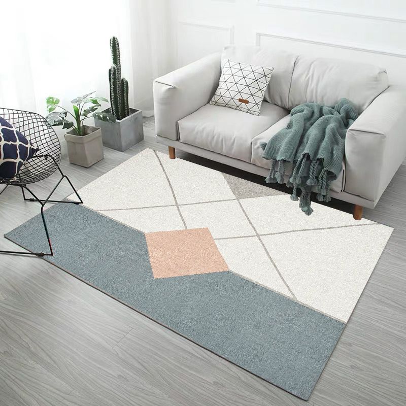 Blue White Simple Pattern Modern Simple Contemporary Geometric Rugs For Living Room Dining Room Bedroom