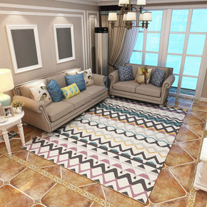 Coloured Wavy Lines Pattern Modern Simple Contemporary Geometric Rugs For Living Room Dining Room Bedroom