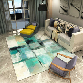 Blue Ink Printing Pattern Modern Simple Contemporary Geometric Rugs For Living Room Dining Room Bedroom