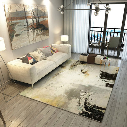 Black White Ink Printing Pattern Modern Simple Contemporary Geometric Rugs For Living Room Dining Room Bedroom