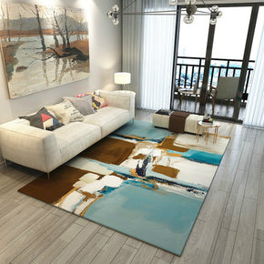 Coloured Pigment Block Pattern Modern Simple Contemporary Geometric Rugs For Living Room Dining Room Bedroom
