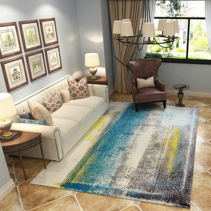 Blue Grey Pigment Pattern Modern Simple Contemporary Geometric Rugs For Living Room Dining Room Bedroom