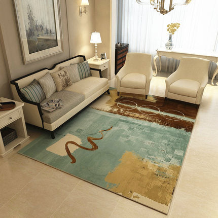 Abstract Blue Pigment Pattern Modern Simple Contemporary Geometric Rugs For Living Room Dining Room Bedroom