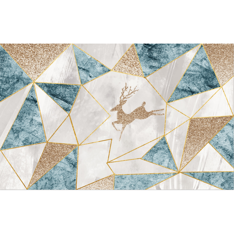 Golden Blue Fawn Modern Geometric Simple Rugs for Living Room Dining Room Bedroom Hall