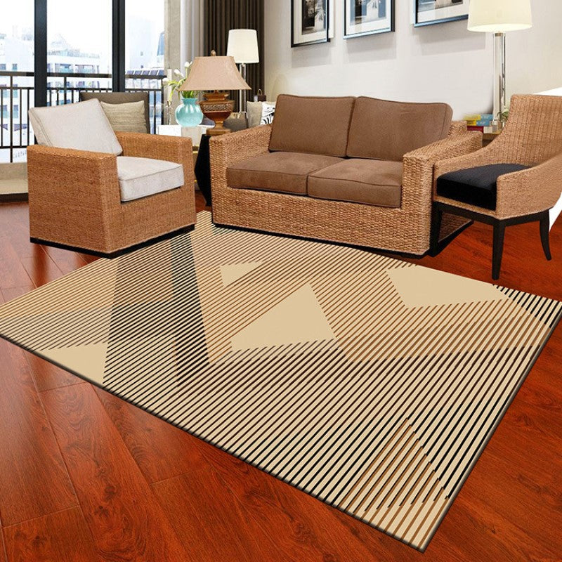 Yellow Striped Polyester Carpets Watercolor Modern Rugs for Dining Room Living Room Office Hall Bedroom