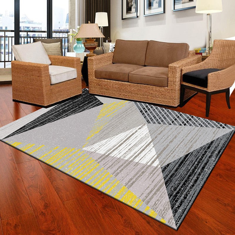 Modern Rugs Geometric Striped Polyester Carpets for Dining Room Living Room Office Hall Bedroom