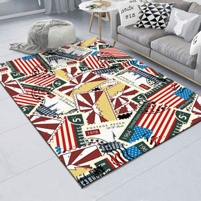 Vintage Envelope Patterned Simple Rugs Polyester Carpets for Dining Room Bedroom Office Hall Living Room