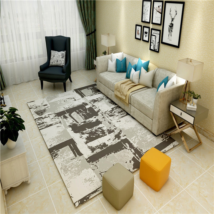 Abstract Patterned Modern Simple Gradient Grey Rugs Polyester Carpets for Bedroom Hall Living Room Dining Room