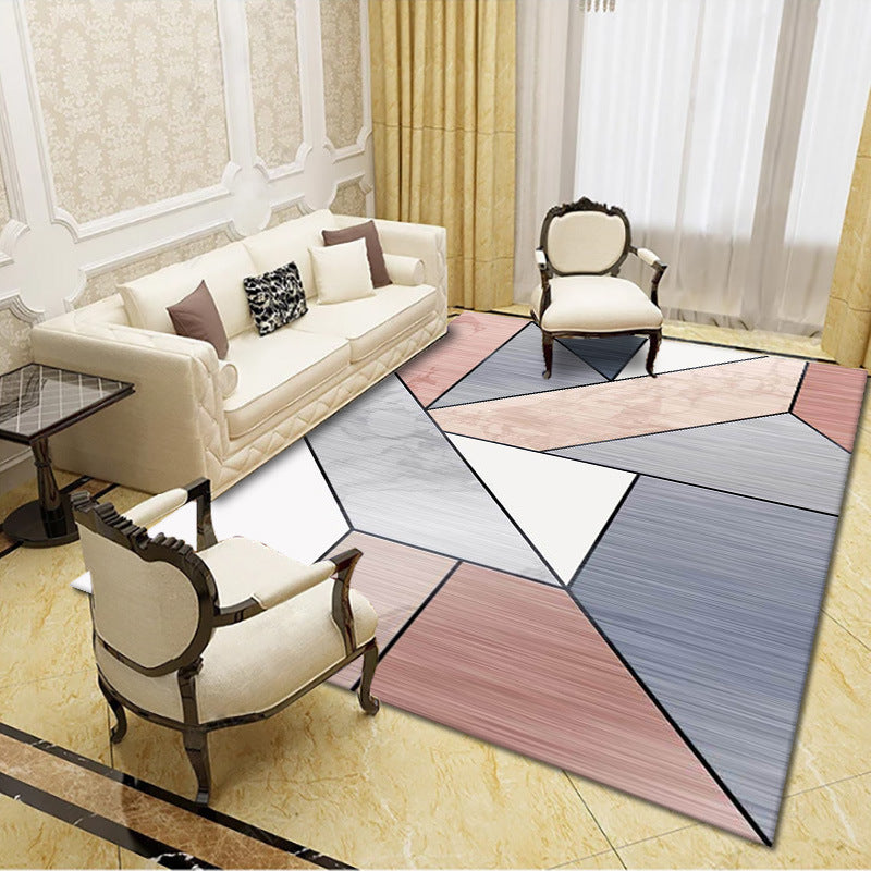 Blue Pink Geometric Striped Modern Pattern Rugs Moroccan Polyester Carpets for Living Room Hall Bedroom Dining Room Office