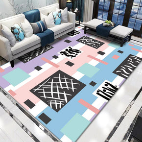 Modern Multi-colours Geometric Striped Pattern Rugs Moroccan Polyester Carpets for Hall Living Room Bedroom Dining Room Office