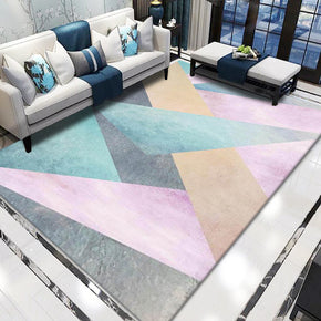 Geometric Modern Multi-colours Striped Pattern Rugs Moroccan Polyester Carpets for Hall Living Room Bedroom Dining Room Office