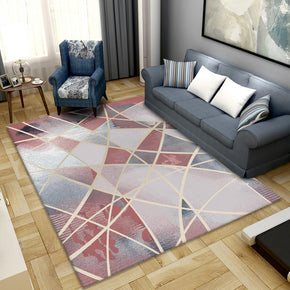 Striped Red Geometric Polyester Carpets Modern Pink Moroccan Pattern Rugs for Hall Living Room Bedroom Dining Room Office