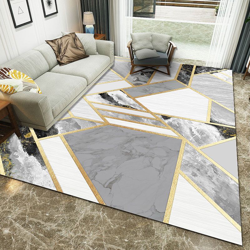 White Grey Marble Pattern Modern Simple Contemporary Geometric Rugs For Living Room Dining Room Bedroom