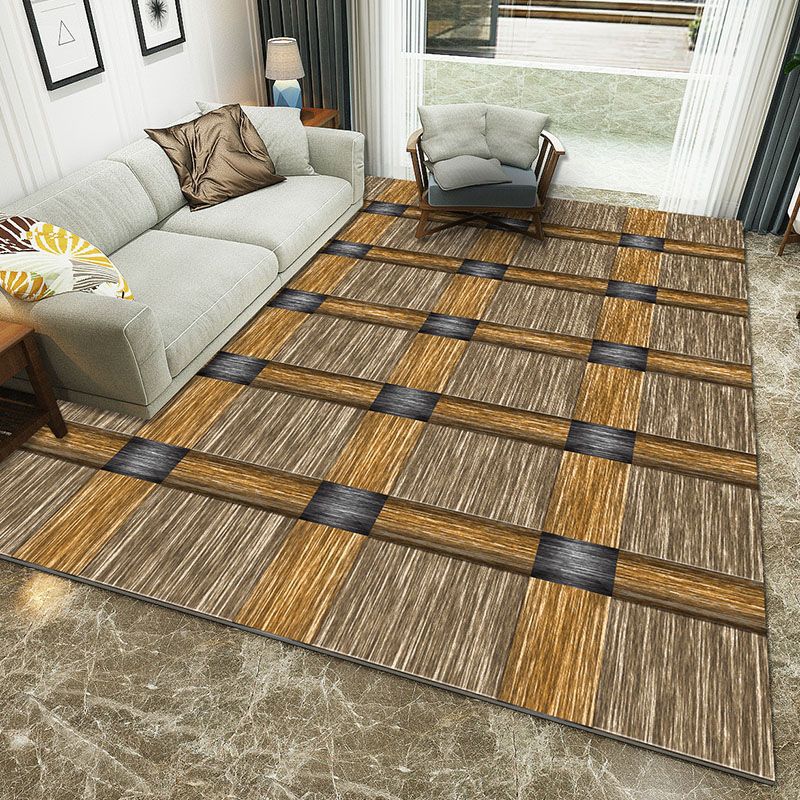Yellow Brown Square Pattern Modern Simple Contemporary Geometric Rugs For Living Room Dining Room Bedroom