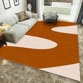 White Brown Curved Pattern Modern Simple Contemporary Geometric Rugs For Living Room Dining Room Bedroom