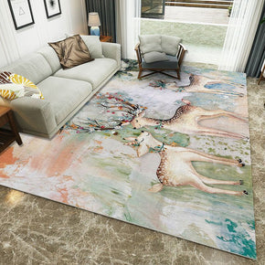 Cute Little Deer Pattern Modern Simple Contemporary Rugs For Living Room Dining Room Bedroom
