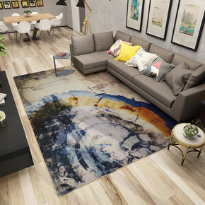 Grey Abstract Modern Pattern Rugs Striped Polyester Carpets for Hall Dining Room Bedroom Living Room Office