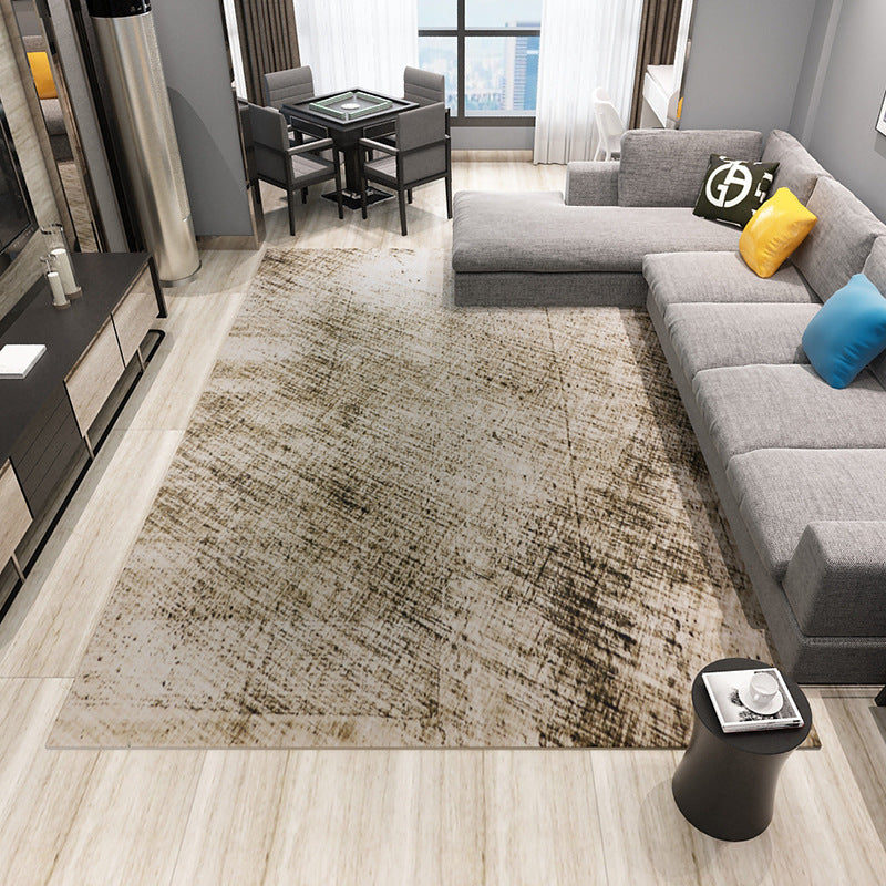 Modern Brown Striped Abstract Pattern Rugs Polyester Carpets for Hall Dining Room Bedroom Living Room Office