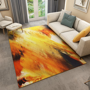 Yellow Modern Striped Abstract Pattern Rugs Polyester Carpets for Hall Dining Room Bedroom Living Room Office