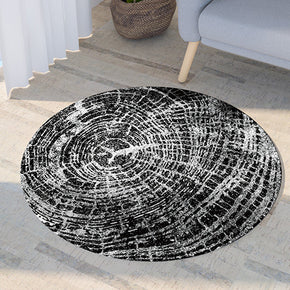 Grey Black Wood Grain Pattern Round Modern Rug For Living Room Bedroom Kitchen Hall