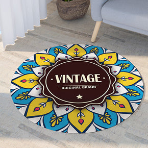 Vintage Printed Pattern Modern Round Rug For Living Room Bedroom Kitchen Hall