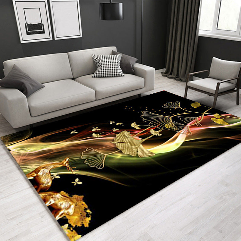 Ginkgo Leaf And Fawn Patterned Area Rug For Living Room Hall Office Bedroom