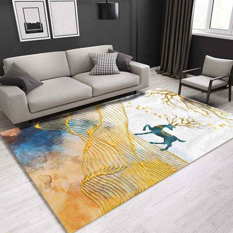 Walking Deer Pattern Modern Area Rug For Living Room Hall Office Bedroom