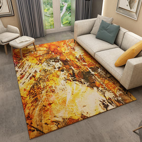 Abstract Yellow Modern Striped Pattern Rugs Polyester Carpets for Hall Dining Room Bedroom Living Room Office
