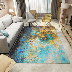 Abstract Blue Modern Striped Pattern Rugs Polyester Carpets for Hall Dining Room Bedroom Living Room Office