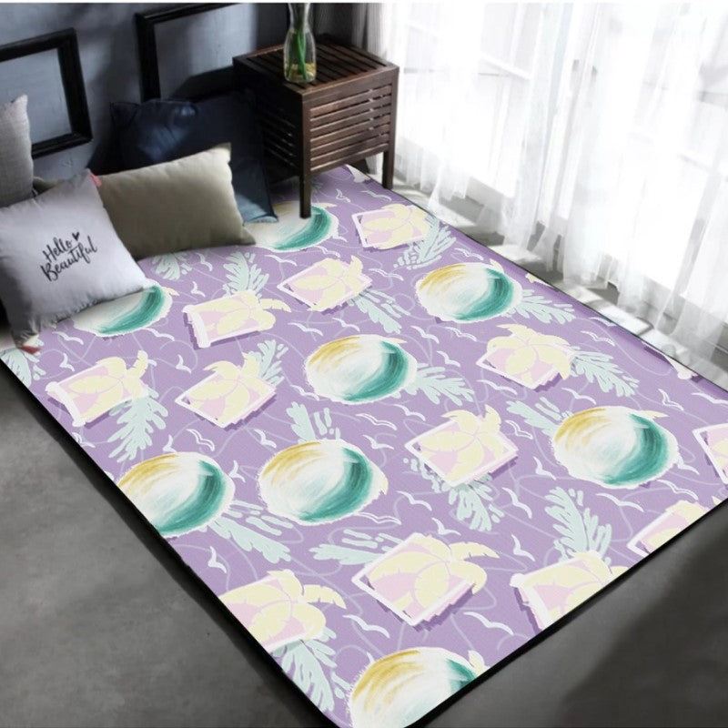 Purple Leaves Simplicity Patterned Moroccan Modern Geometric Rugs for Living Room Dining Room Bedroom Hall