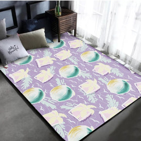 Purple Leaves Simplicity Patterned Moroccan Modern Geometric Rugs for Living Room Dining Room Bedroom Hall