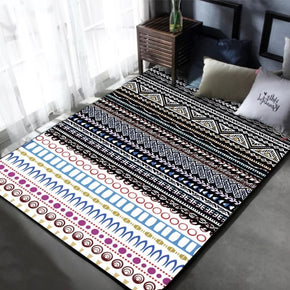 Modern Moroccan Geometric Black Simplicity Patterned Rugs for Living Room Dining Room Bedroom Hall