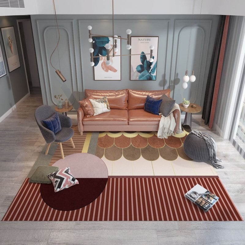 Geometric Red Modern Moroccan Striped Simplicity Patterned Rugs for Living Room Dining Room Bedroom Hall