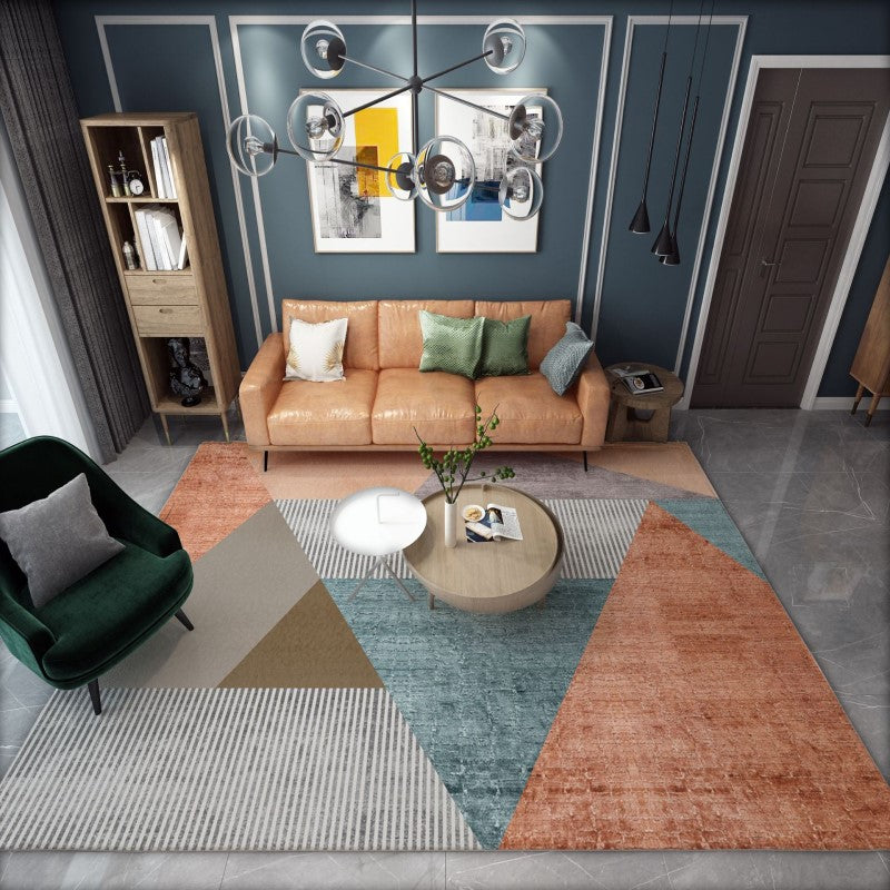 Modern Brown Striped Moroccan Geometric Simplicity Patterned Rugs for Living Room Dining Room Bedroom Hall